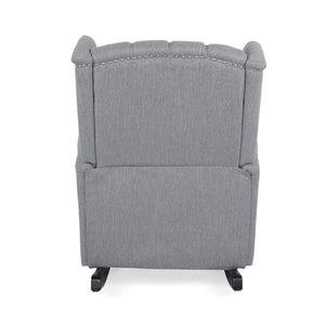 English Elm Christopher Knight Home® - ROCKING Chair Grey Fabric Wingback with Button-Tufted Diamond Stitch, Birch Rockers for Cozy Relaxation 72153.00GRY