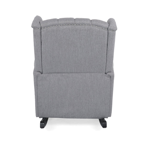 English Elm Christopher Knight Home® - ROCKING Chair Grey Fabric Wingback with Button-Tufted Diamond Stitch, Birch Rockers for Cozy Relaxation 72153.00GRY