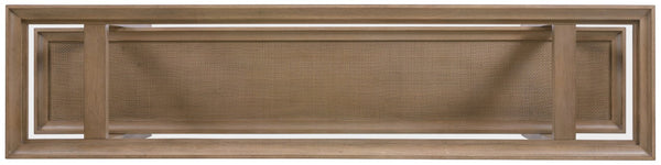 Hooker Furniture Sonnet Narrow Console Table With Tempered Glass, Woven Cane Shelves & White Oak Veneer Finish 6072-85001-85