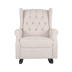 English Elm Christopher Knight Home® - ROCKING Chair Beige Fabric Wingback with Birch Rockers, Button-Tufted Diamond Stitch Comfort & Style 72153.00