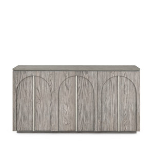 A.R.T. Furniture Vault Credenza - Elegant New Traditional Buffet In Mink Finish With Adjustable Shelves & Modern Design Gray Parawood Solids,White Oak Veneers 285252-2354