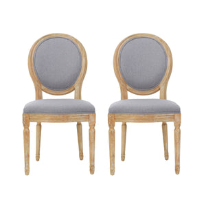 English Elm Kd French Country Rubberwood Dining Chairs Fluted Legs Padded Seat Set of 2 60352.00LGY