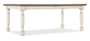 Hooker Furniture Americana Farmhouse Dining Table With 22" Leaf — Two-Tone Honey Top, Distressed Daisy Base, Seats 8 Whites/Creams/Beiges 7050-75200-02