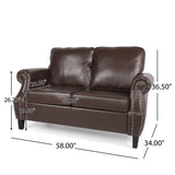 Christopher Knight Home® - Noble House - Lawton Contemporary Faux Leather Loveseat with Nailhead Trim