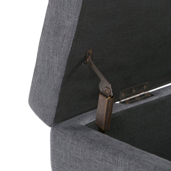 English Elm Castleford Storage Ottoman with Hidden Storage and Tufted Vegan Faux Leather Bench for Entryway Dark Gray B136P158182