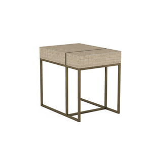 A.R.T. Furniture North Side End Table - Stylish Transitional Design With Flaxen Bronze Frame And Hidden Storage Drawer Brown Parrawood Solids,Quarter Figured,Fiddle Ash Veneer,Metal 269304-2556