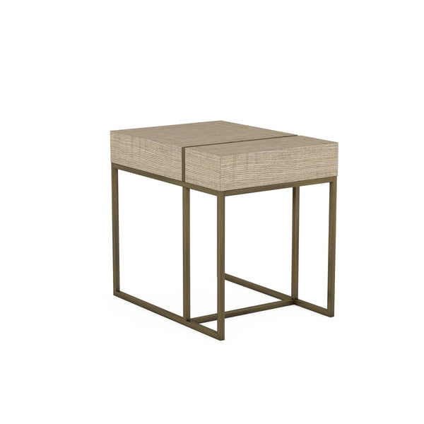 A.R.T. Furniture North Side End Table - Stylish Transitional Design With Flaxen Bronze Frame And Hidden Storage Drawer Brown Parrawood Solids,Quarter Figured,Fiddle Ash Veneer,Metal 269304-2556