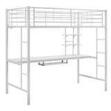 Twin Metal Loft Bed Workstation White BLWSWH Walker Edison