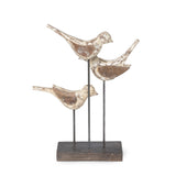 Carved Wood Songbird Trio On Stand EAB36108 Park Hill