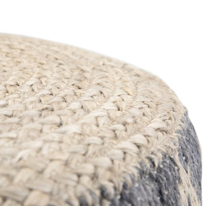 English Elm Edgeley Handwoven Round Pouf Ottoman with Jute & Cotton Diamond Pattern – Supportive Structured Seat Gray B136P159340