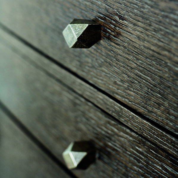 Bernhardt Bernhardt Linea Dresser In Cerused Charcoal — Bow‑Front Rustic Modern 8-Drawer With Jewelry‑Like Hardware 384054B