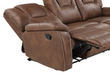 English Elm Steve Silver - Katrine - Pu Manual Reclining Sofa - Chestnut Brown