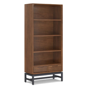 English Elm Banting Mid-Century Bookcase - Stylish Walnut Veneer With Adjustable Shelves & Industrial Frame B136P158467