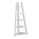 Homelegance By Top-Line Leticia Corner Ladder Bookcase White Rubberwood