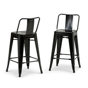 English Elm Rayne 24" Metal Counter Height Stools Set Of 2 - Industrial Black Design For Kitchen Or Bar Use B136P159479-GIGA