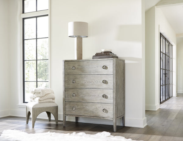 Bernhardt Bernhardt Albion Tall Drawer Chest In Rustic Brushed White Oak With Soft-Close Drawers & Pewter Pulls 311117