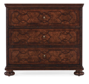Hooker Furniture Charleston Maraschino Cherry Three-Drawer Nightstand With Walnut Inlay, Usb Charging & Self-Closing Drawers 6750-90116-85