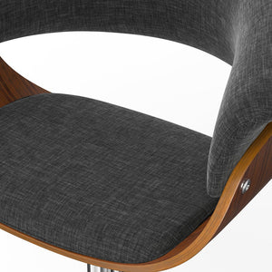 English Elm Sheldon Adjustable Swivel Bar Stool with Gas Lift and Walnut Bentwood Frame, Mid-Century Modern Design Dark Gray B136P159603