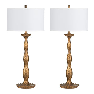 Crestview Collection 40.5"H Antique Gold Table Lamp - Elegant Candlestick Design With White Linen Shade & 3-way Socket   Cvavp2025