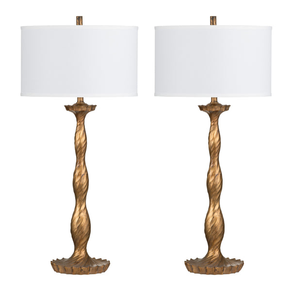 Crestview Collection 40.5"H Antique Gold Table Lamp - Elegant Candlestick Design With White Linen Shade & 3-way Socket   Cvavp2025