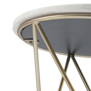 English Elm Gabon Marble Accent Table White Top with Gold Hairpin Legs — Modern End/Side Table, 18" H B136P159932