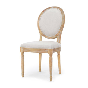 English Elm Kd French Country Rubberwood Dining Chairs Fluted Legs Padded Seat Set of 2 Beige 60352.00GRE