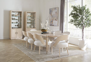 Hooker Furniture Nouveau Chic Rectangle Dining Table With Sandstone Oak Veneer, Scalloped Ends & 22" Leaf For 6–8 6500-75200-80