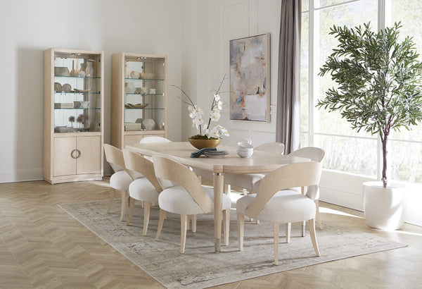 Hooker Furniture Nouveau Chic Rectangle Dining Table With Sandstone Oak Veneer, Scalloped Ends & 22" Leaf For 6–8 6500-75200-80