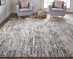 Feizy Rugs Conroe Hand-knotted Wool And Viscose Abstract Rug – Luxurious Modern Art For Your Home Décor Gray,Blue,Silver Wool,Viscose Cro6821fgry000c50