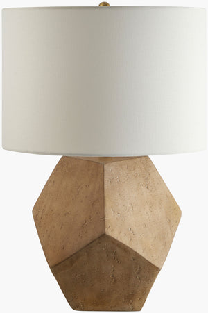 Surya Terranova Rustic 24"H Accent Table Lamp With Cement Base & Soft Cotton Shade For Cozy Ambiance Body, Brown Cement,Iron,Cotton,Iron Tra-001