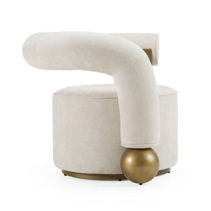 VIG Furniture Tranquil Beige Sculptural Accent Chair With Antique Brass Accents, Mid-Century Comfort & Durable Build VGFA-CE2005-BGE