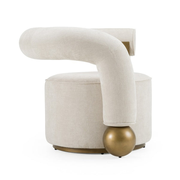 VIG Furniture Tranquil Beige Sculptural Accent Chair With Antique Brass Accents, Mid-Century Comfort & Durable Build VGFA-CE2005-BGE