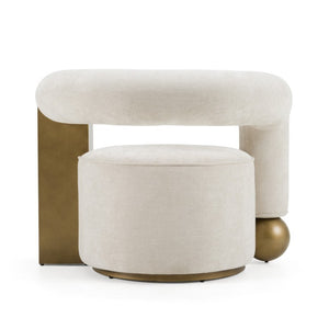 VIG Furniture Tranquil Beige Sculptural Accent Chair With Antique Brass Accents, Mid-Century Comfort & Durable Build VGFA-CE2005-BGE