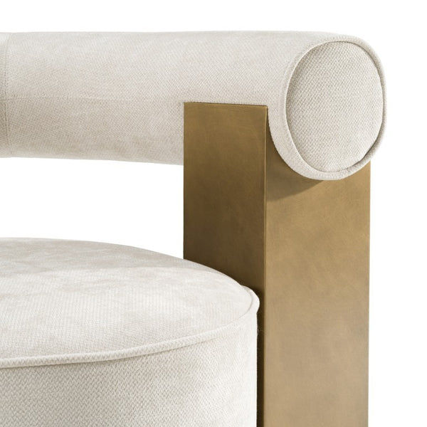VIG Furniture Tranquil Beige Sculptural Accent Chair With Antique Brass Accents, Mid-Century Comfort & Durable Build VGFA-CE2005-BGE