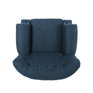 English Elm Christopher Knight Home® - Classic Classic Style Fabric Push Back Chair with Rivet Detail, Rolled Arms & Plush Cushions for Comfort and Stability Navy Blue 71909.00NBLU