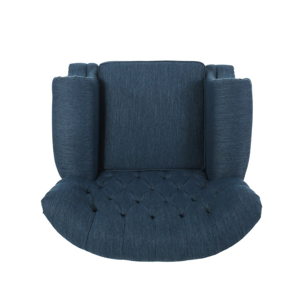 English Elm Christopher Knight Home® - Classic Classic Style Fabric Push Back Chair with Rivet Detail, Rolled Arms & Plush Cushions for Comfort and Stability Navy Blue 71909.00NBLU