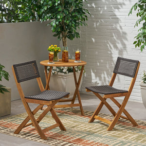English Elm Christopher Knight Home® - HILLSIDE Woven Bistro Chair Set of 2 — Folding Wood Patio Seating with Handcrafted Caning, Low-Maintenance Comfort Brown 65092.00