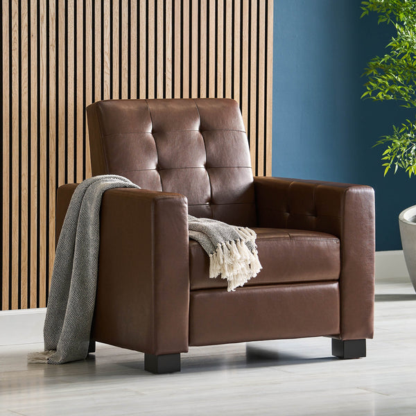 English Elm Christopher Knight Home® - RECLINER ergonomic PU leather lounge chair with plush padding and supportive design for home comfort and style Dark Brown 71978.00PUDBRN
