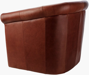 Surya Trumpet Swivel Chair - Luxurious Leather Upholstery, Modern Design, Durable Stainless Steel Base, 29" H Upholstery, Rust,Base, Metallic ,Silver Leather,Stainless Steel,Polyurethane Foam,Polyurethane Foam,Feather Blend Tre-002