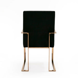 VIG Furniture Trea Black Velvet Dining Chair With Rose Gold Frame, Ergonomic Plush Seat, Durable Birch Support VGVCB0298A-BLK-DC