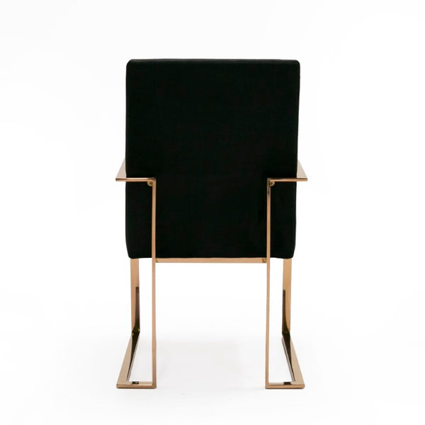 VIG Furniture Trea Black Velvet Dining Chair With Rose Gold Frame, Ergonomic Plush Seat, Durable Birch Support VGVCB0298A-BLK-DC