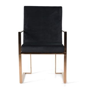VIG Furniture Trea Black Velvet Dining Chair With Rose Gold Frame, Ergonomic Plush Seat, Durable Birch Support VGVCB0298A-BLK-DC