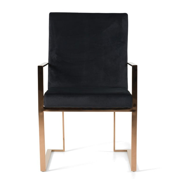 VIG Furniture Trea Black Velvet Dining Chair With Rose Gold Frame, Ergonomic Plush Seat, Durable Birch Support VGVCB0298A-BLK-DC