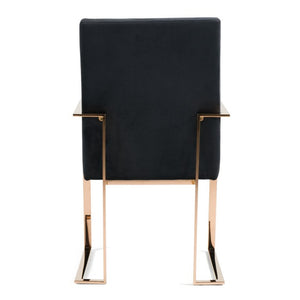 VIG Furniture Trea Black Velvet Dining Chair With Rose Gold Frame, Ergonomic Plush Seat, Durable Birch Support VGVCB0298A-BLK-DC