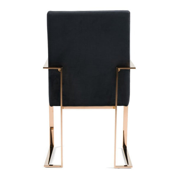 VIG Furniture Trea Black Velvet Dining Chair With Rose Gold Frame, Ergonomic Plush Seat, Durable Birch Support VGVCB0298A-BLK-DC