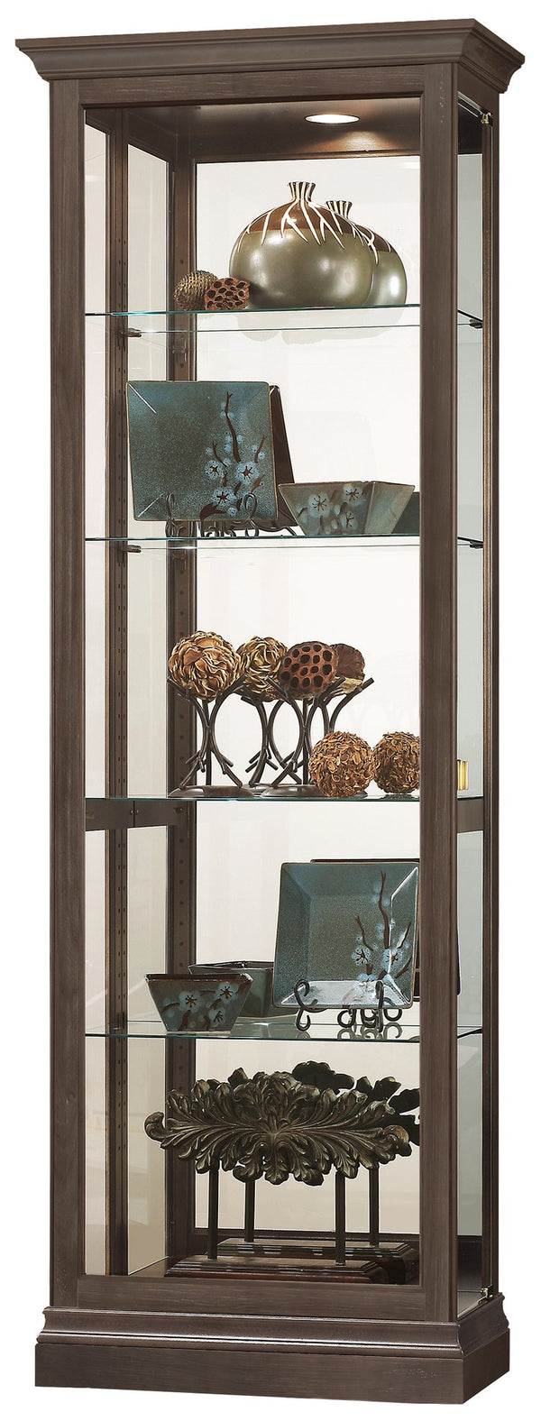 Hekman Furniture 680673 Brantley Iii Curio Cabinet - Elegant Lighted Display With Adjustable Shelves & Safety Features Aged Auburn Brantley Iii Curio Cabinet 680673