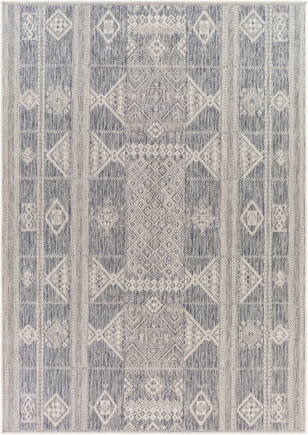 Livabliss Tuareg Global Pattern Flatweave Polypropylene Rug for Indoor Outdoor Living Spaces Dark Blue, Crea 6'7" x 9' TRG2305-679