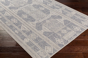 Livabliss Tuareg Global Pattern Flatweave Polypropylene Rug for Indoor Outdoor Living Spaces Dark Blue, Crea 6'7" x 9' TRG2305-679
