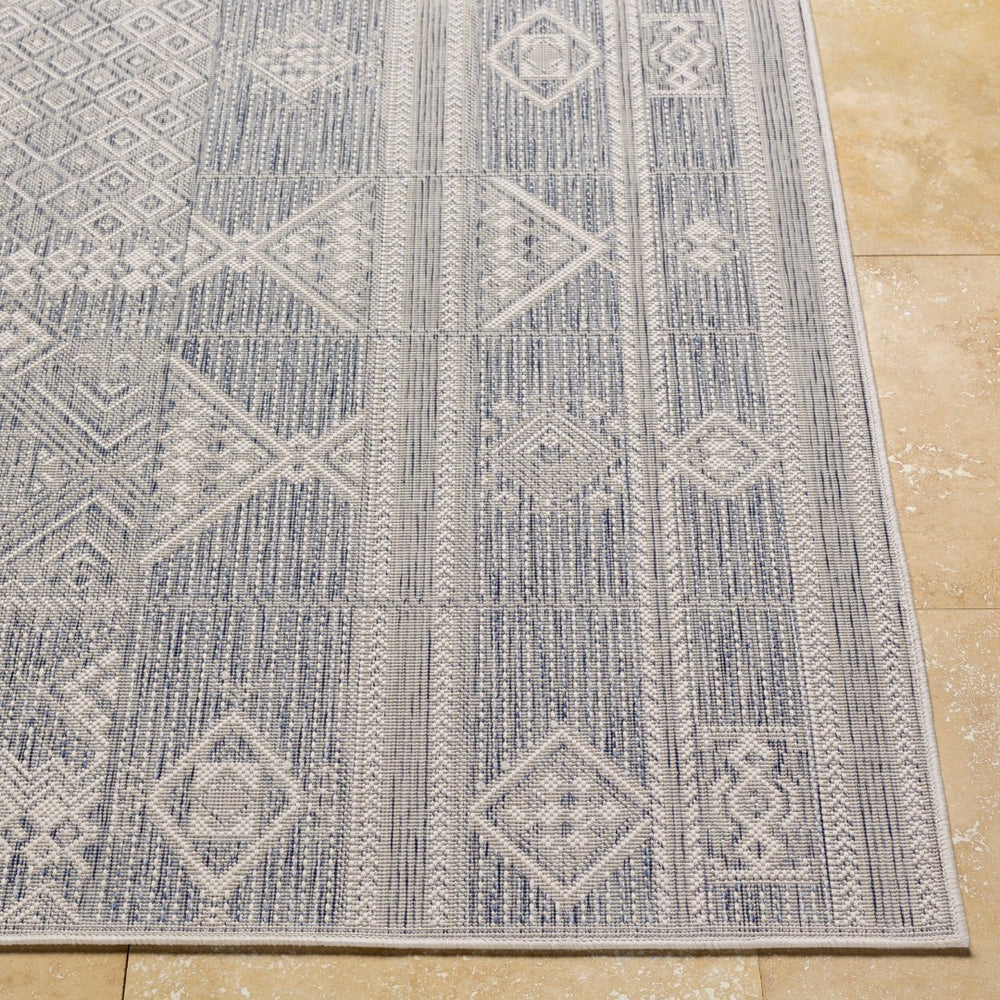 Livabliss Tuareg Global Pattern Flatweave Polypropylene Rug for Indoor Outdoor Living Spaces Dark Blue, Crea 6'7" x 9' TRG2305-679
