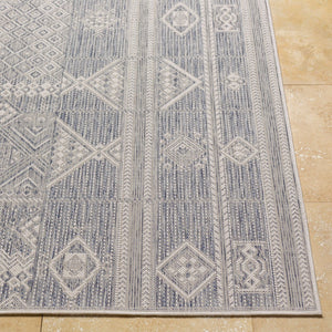 Livabliss Tuareg Global Pattern Flatweave Polypropylene Rug for Indoor Outdoor Living Spaces Dark Blue, Crea 6'7" x 9' TRG2305-679